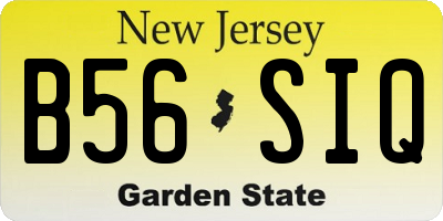 NJ license plate B56SIQ