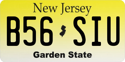 NJ license plate B56SIU