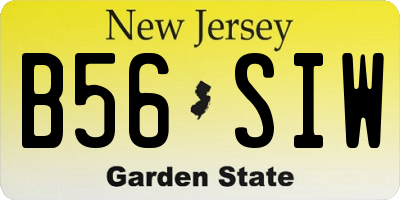 NJ license plate B56SIW