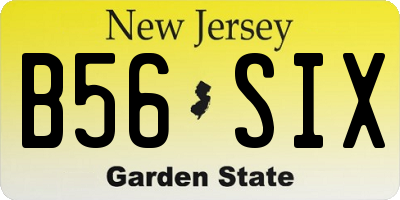 NJ license plate B56SIX