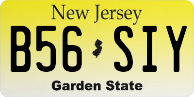 NJ license plate B56SIY