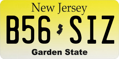 NJ license plate B56SIZ