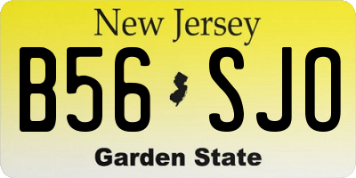NJ license plate B56SJO