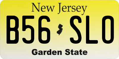 NJ license plate B56SLO