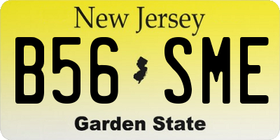 NJ license plate B56SME