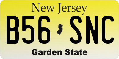 NJ license plate B56SNC