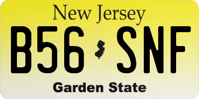 NJ license plate B56SNF