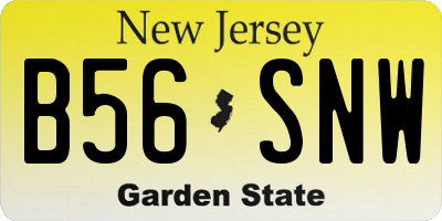NJ license plate B56SNW