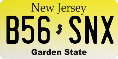 NJ license plate B56SNX