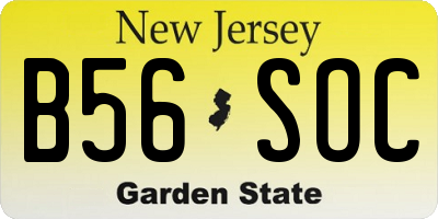 NJ license plate B56SOC
