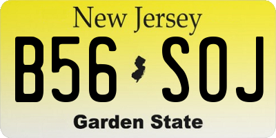 NJ license plate B56SOJ