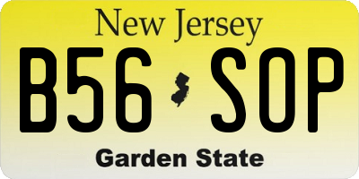 NJ license plate B56SOP