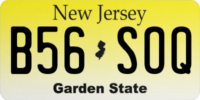 NJ license plate B56SOQ