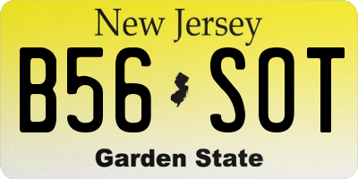 NJ license plate B56SOT