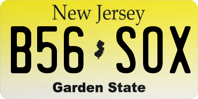 NJ license plate B56SOX