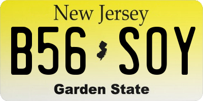 NJ license plate B56SOY