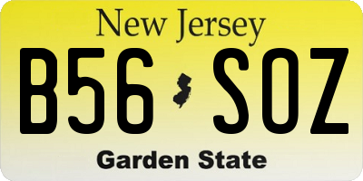 NJ license plate B56SOZ