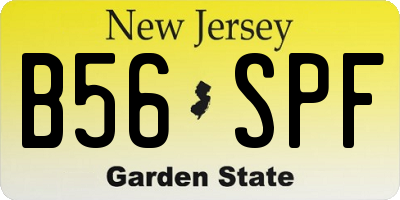 NJ license plate B56SPF