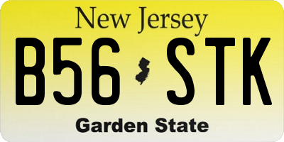 NJ license plate B56STK