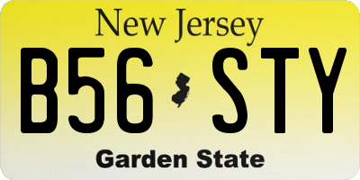 NJ license plate B56STY