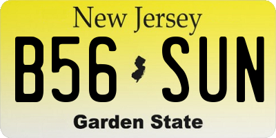 NJ license plate B56SUN