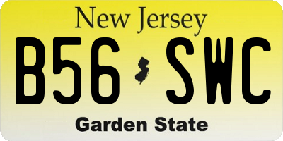 NJ license plate B56SWC
