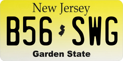 NJ license plate B56SWG