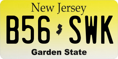 NJ license plate B56SWK