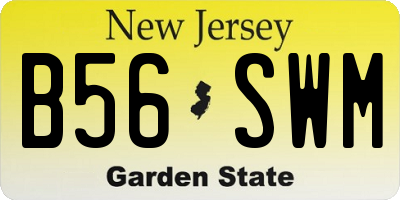 NJ license plate B56SWM