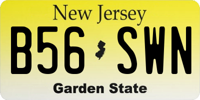 NJ license plate B56SWN