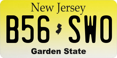 NJ license plate B56SWO