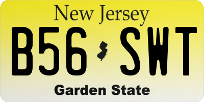 NJ license plate B56SWT