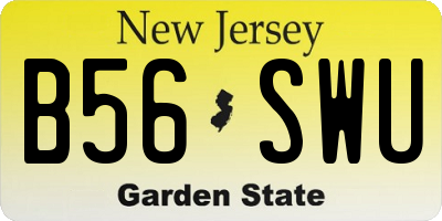NJ license plate B56SWU