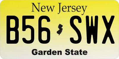 NJ license plate B56SWX