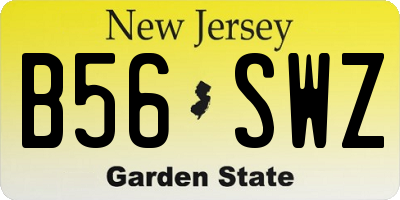 NJ license plate B56SWZ