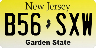 NJ license plate B56SXW