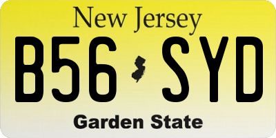 NJ license plate B56SYD