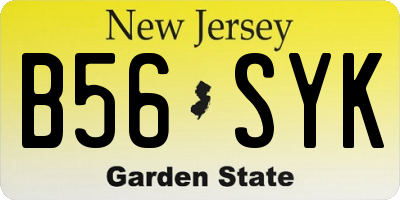 NJ license plate B56SYK
