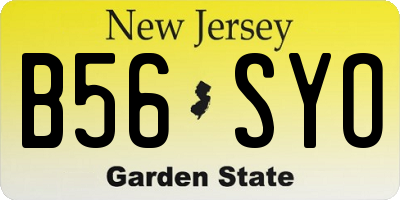 NJ license plate B56SYO