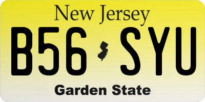 NJ license plate B56SYU
