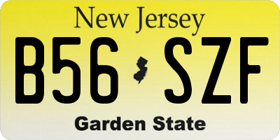 NJ license plate B56SZF