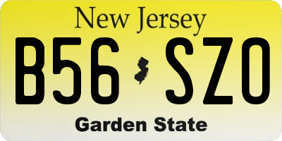 NJ license plate B56SZO