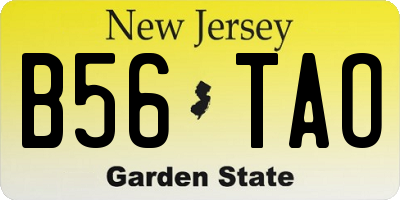 NJ license plate B56TAO