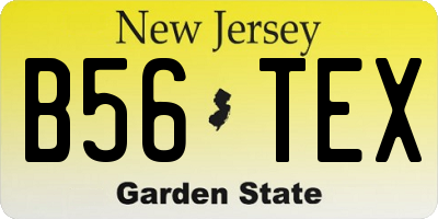 NJ license plate B56TEX