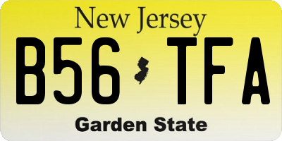 NJ license plate B56TFA