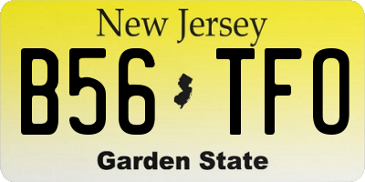 NJ license plate B56TFO