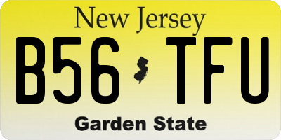 NJ license plate B56TFU