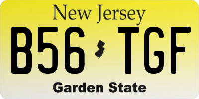 NJ license plate B56TGF