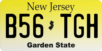 NJ license plate B56TGH