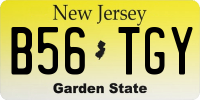 NJ license plate B56TGY